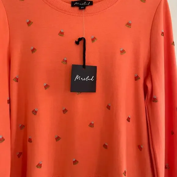 Marled Sweatshirt Candy Corn Orange, Silver, Yellow Combo 01135-3TJK Size Medium - Picture 6 of 7